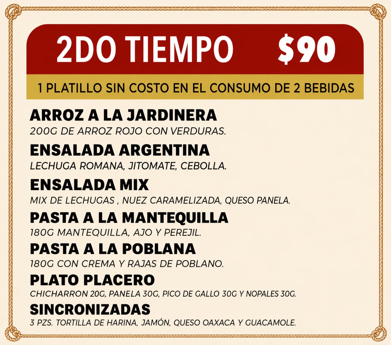 Menú - 2do Tiempo