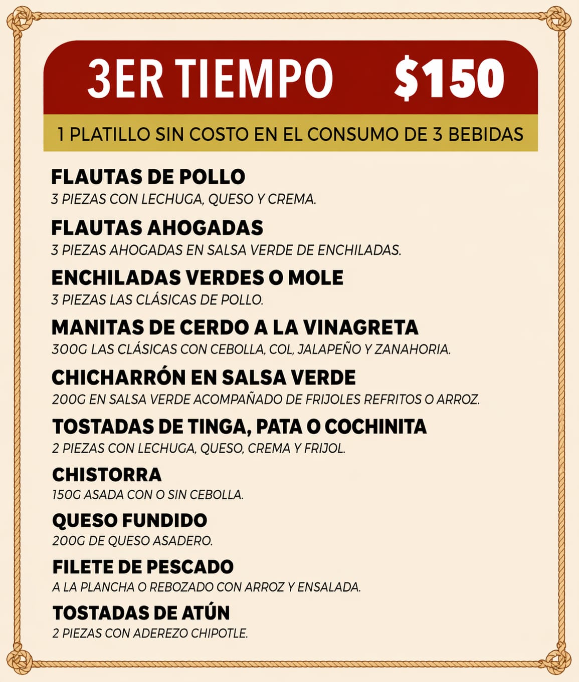 Menú - 3er Tiempo
