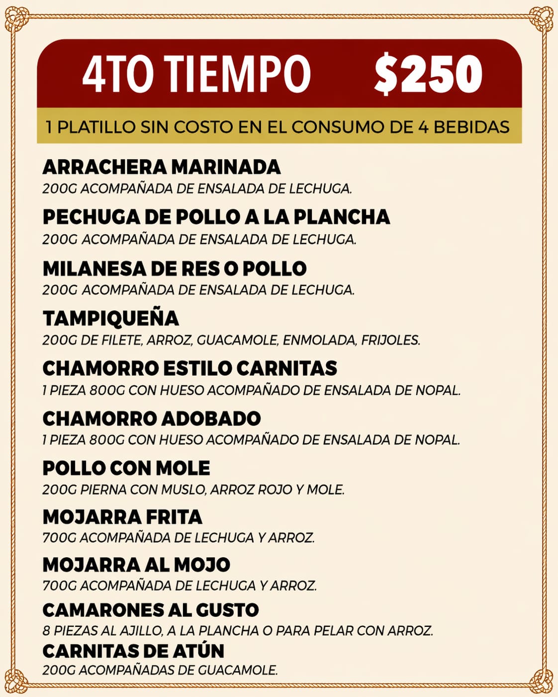 Menú - 4to Tiempo