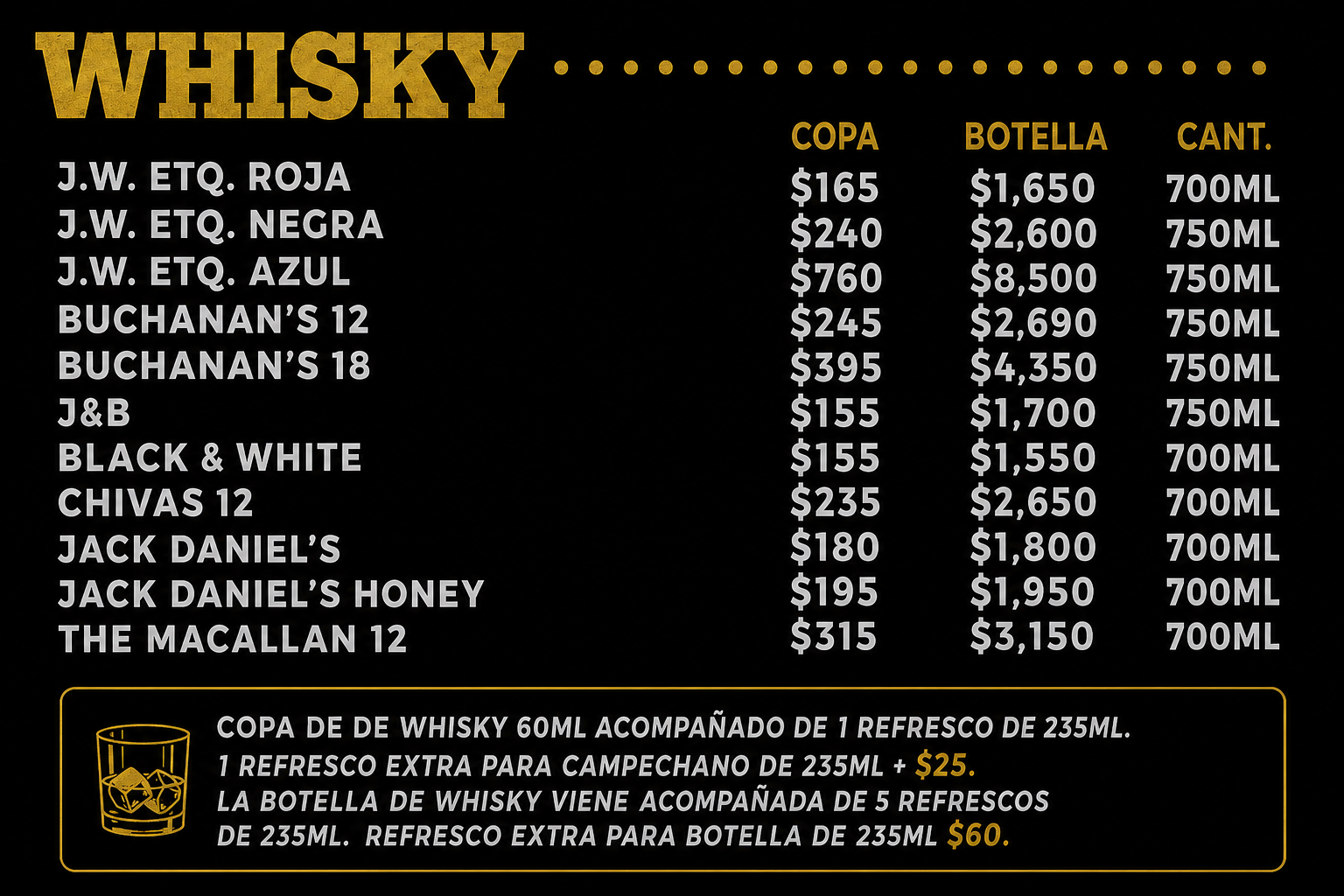 Menú - Whisky