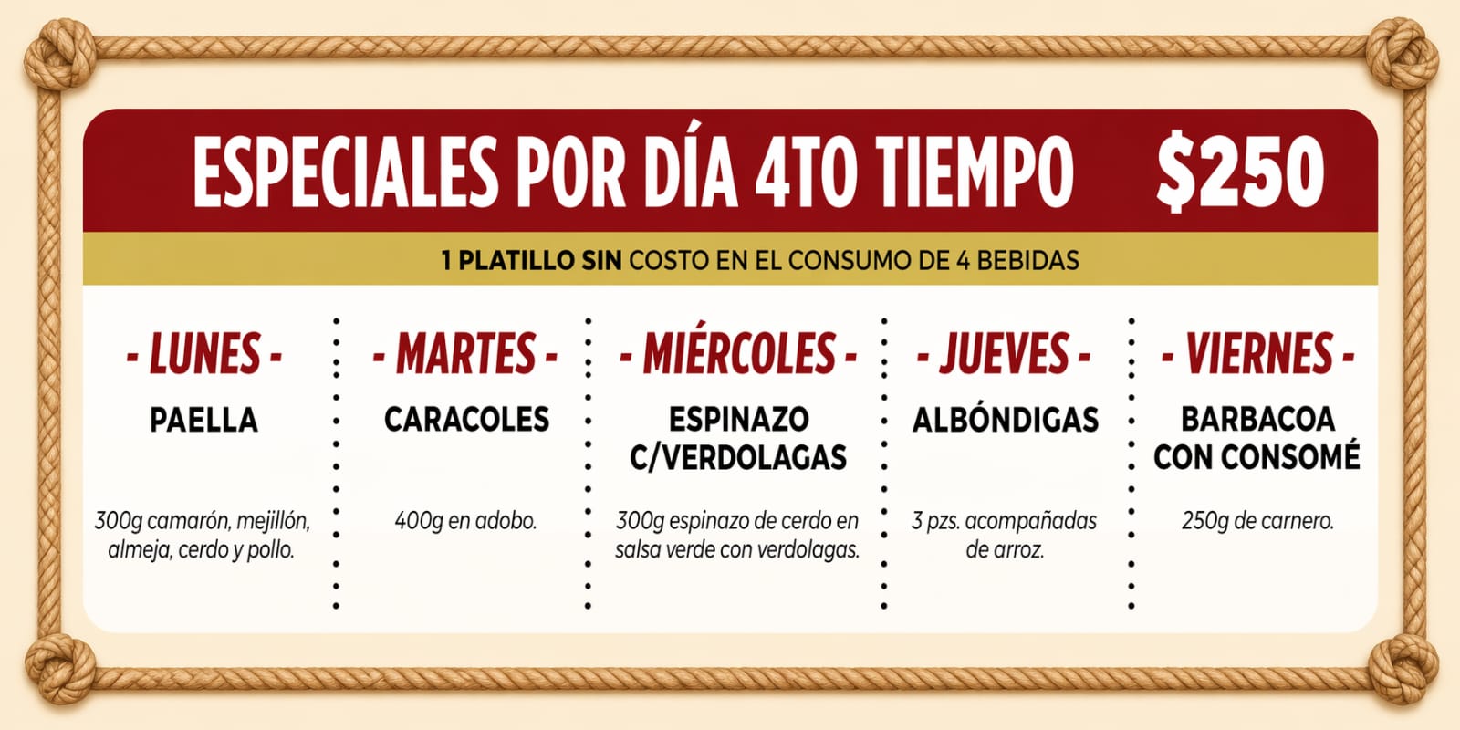 Menú - Especiales